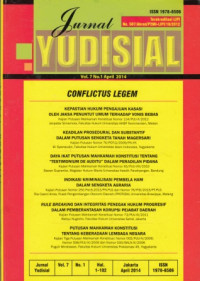 Jurnal Yudisial : Conflictus Legem Vol. 7 No. 1 April 2014