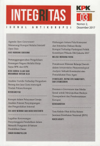 Integritas: Jurnal Antikorupsi Edisi Volume 03, Nomor 2, Desember 2017