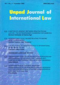 Unpad Journal of International Law Vol. 4 No. 3 - Desember 2005